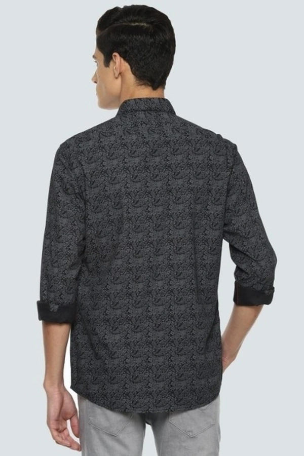 Louis Philippe Jeans Men Printed Casual Black Shirt - 39