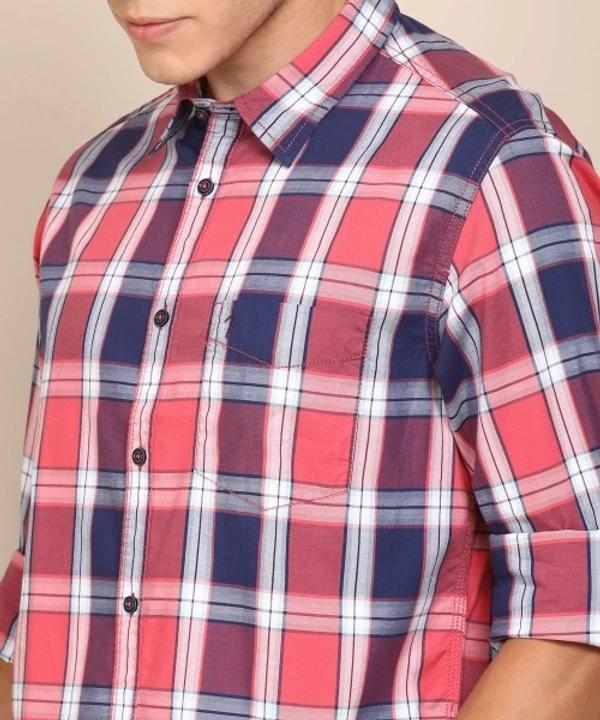 INDIAN TERRAIN Men Checkered Casual Pink Shirt - L