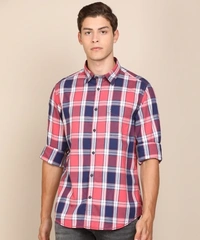 INDIAN TERRAIN Men Checkered Casual Pink Shirt - L
