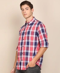 INDIAN TERRAIN Men Checkered Casual Pink Shirt - L