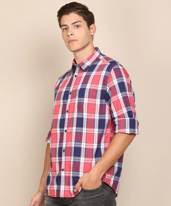 INDIAN TERRAIN Men Checkered Casual Pink Shirt - L