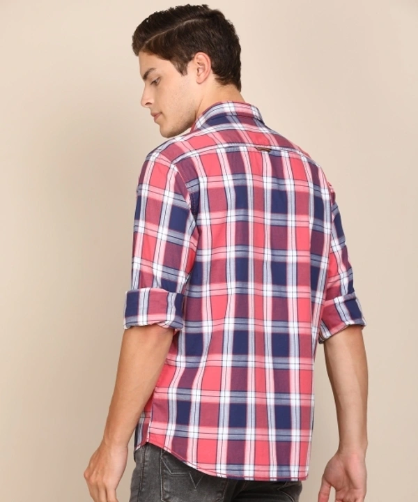INDIAN TERRAIN Men Checkered Casual Pink Shirt - L