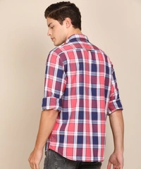 INDIAN TERRAIN Men Checkered Casual Pink Shirt - XL