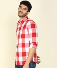 INDIAN TERRAIN Men Checkered Casual Red Shirt - M