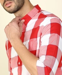 INDIAN TERRAIN Men Checkered Casual Red Shirt - M