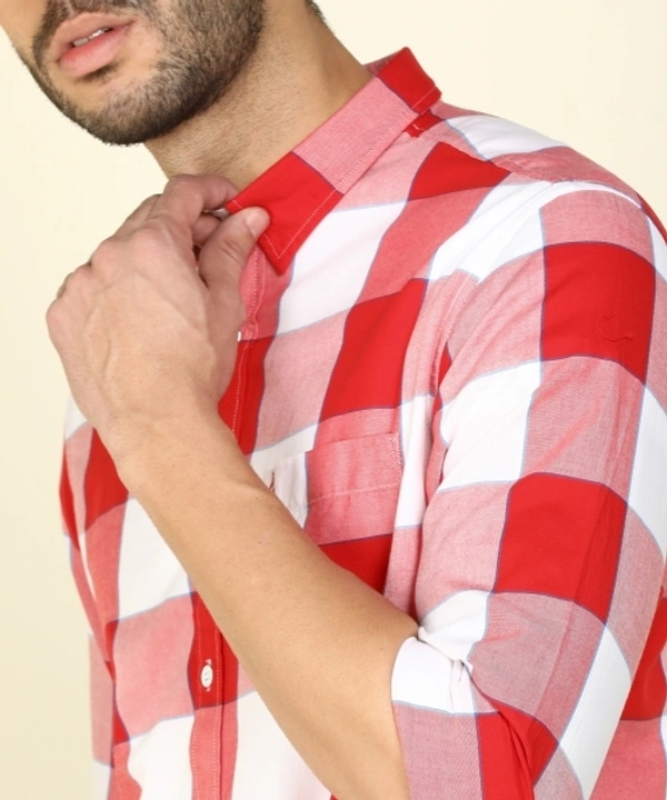 INDIAN TERRAIN Men Checkered Casual Red Shirt - M