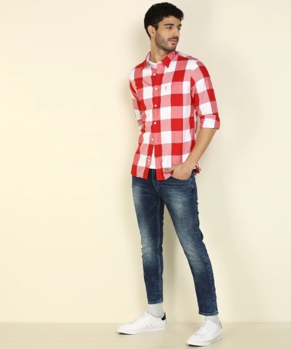 INDIAN TERRAIN Men Checkered Casual Red Shirt - M