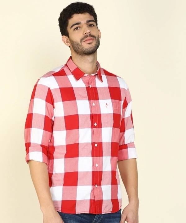 INDIAN TERRAIN Men Checkered Casual Red Shirt - XL