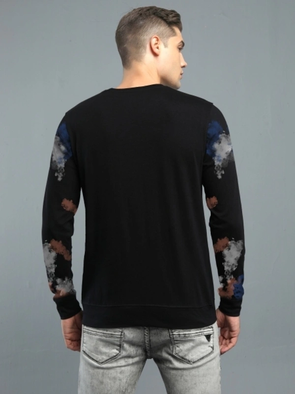 Jump Cuts Printed Men Round Neck Black T-Shirt - M
