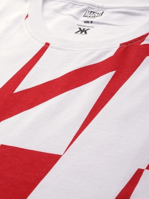 Kook N Keech Marvel Printed Men Round Neck White, Red T-Shirt - M