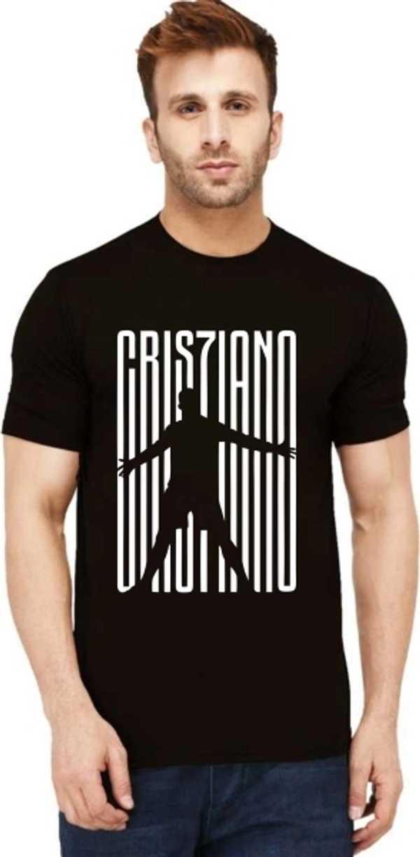 Uniplanet Store Graphic Print Men Round Neck Black T-Shirt- Ronaldo - S