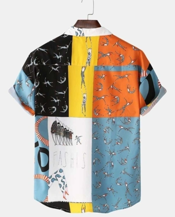 Men Color Block, Printed Casual Multicolor Shirt - M