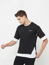 Solid Men Black T-Shirt - M