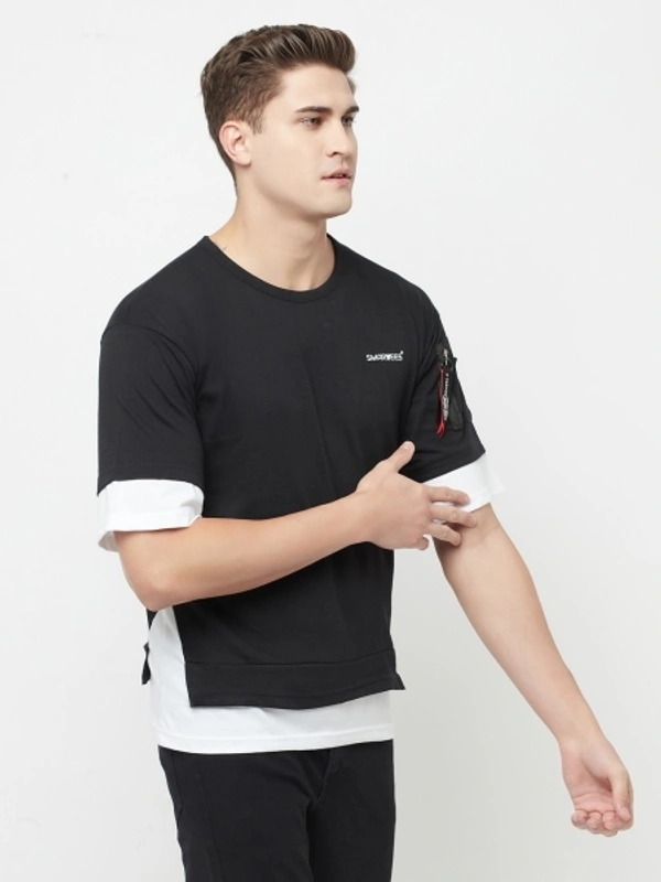Solid Men Black T-Shirt - L