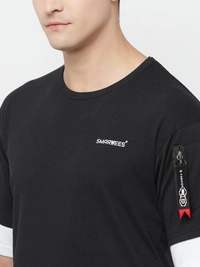 Solid Men Black T-Shirt - L