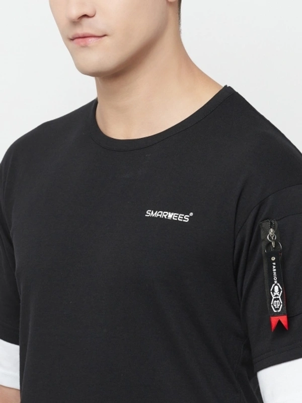 Solid Men Black T-Shirt - L