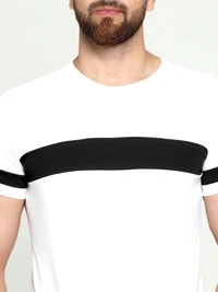 AUSK Color Block Men Round Neck White, Black T-Shirt - L, White