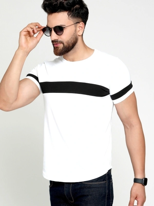 AUSK Color Block Men Round Neck White, Black T-Shirt - XL, White