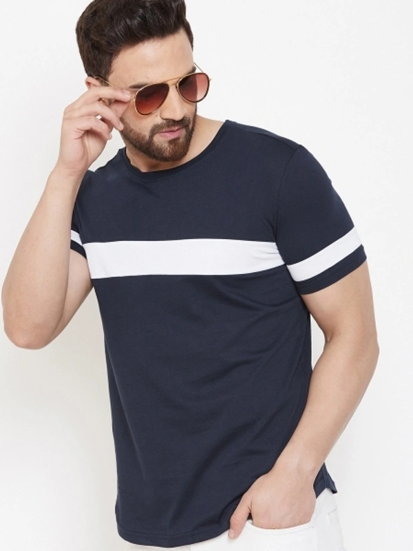 AUSK Color Block Men Round Neck White, Black T-Shirt - L, Black