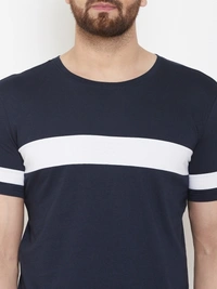 AUSK Color Block Men Round Neck White, Black T-Shirt - XL, Black