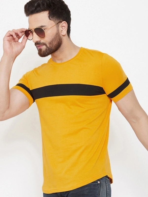 AUSK Color Block Men Round Neck White, Black T-Shirt - M, Yellow