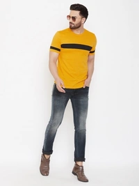 AUSK Color Block Men Round Neck White, Black T-Shirt - XXL, Yellow