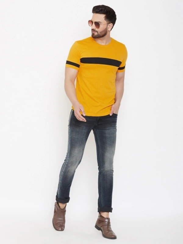 AUSK Color Block Men Round Neck White, Black T-Shirt - XXL, Yellow