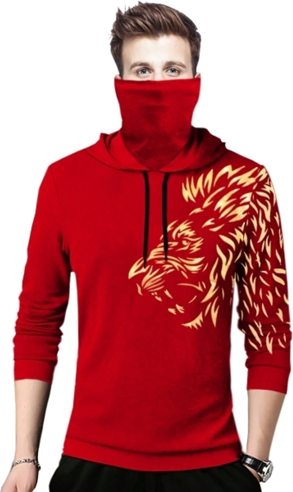 TRIPR Printed Men Hooded Neck T-Shirt - S, Red