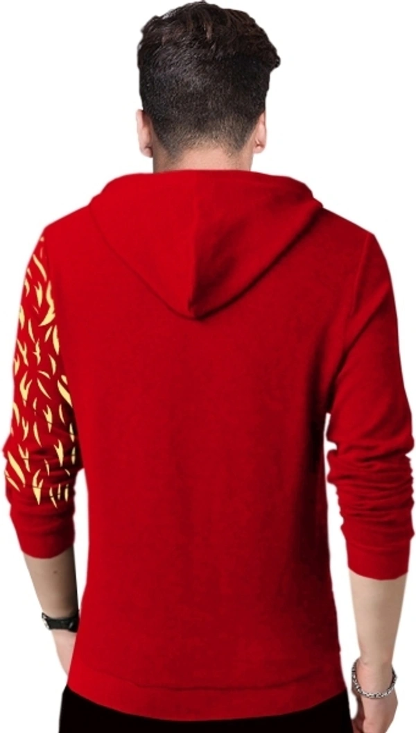 TRIPR Printed Men Hooded Neck T-Shirt - M, Red