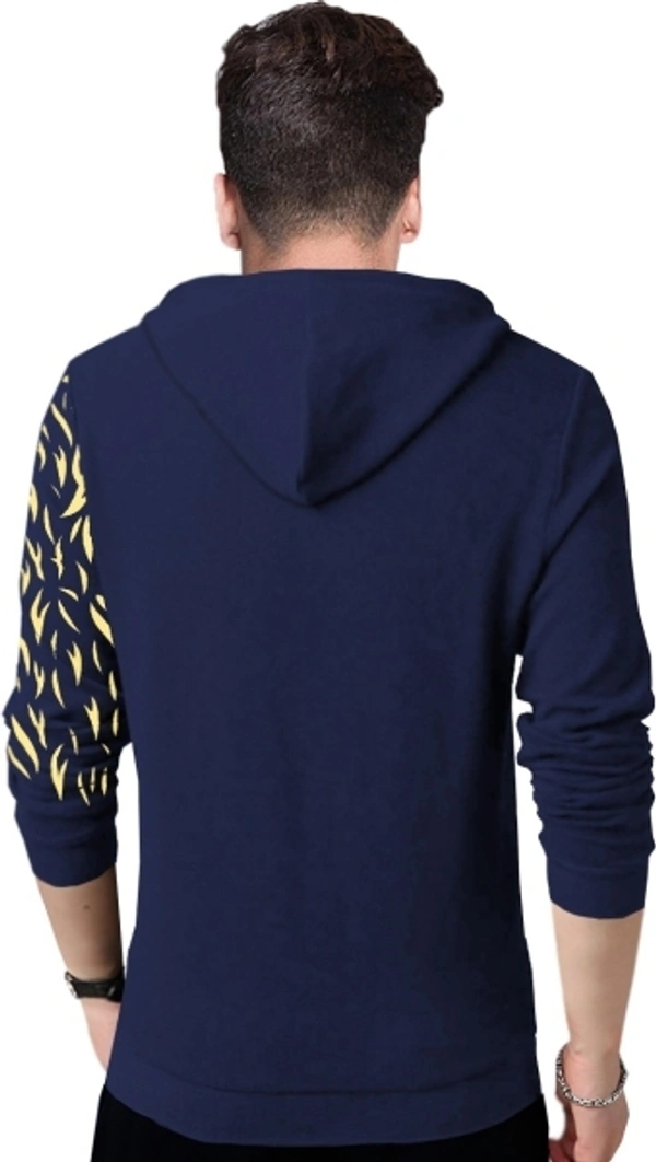 TRIPR Printed Men Hooded Neck T-Shirt - L, Blue