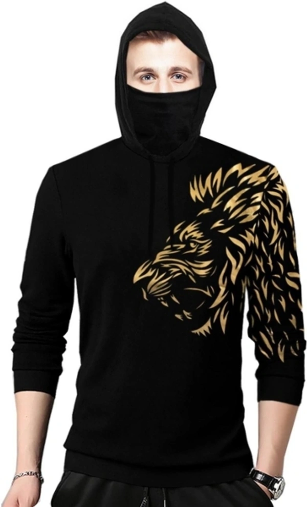 TRIPR Printed Men Hooded Neck T-Shirt - XL, Black