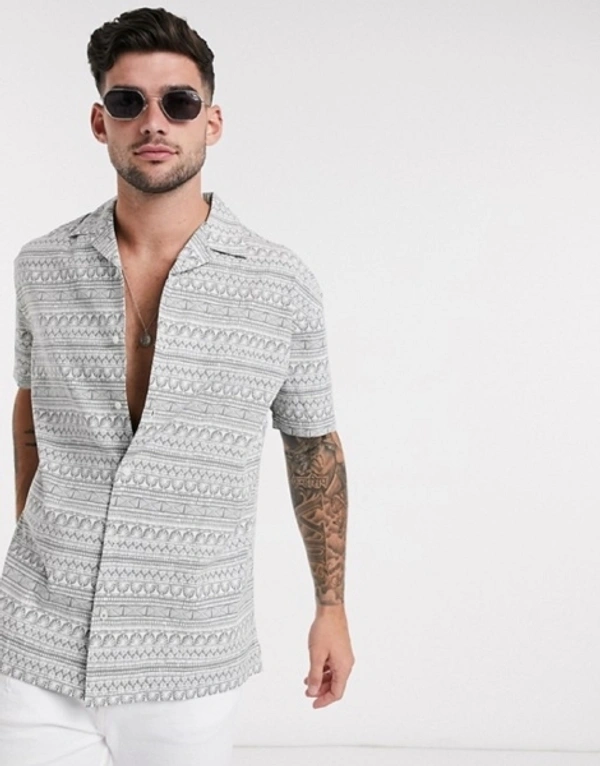 Prag Men Printed Casual Grey Shirt - S