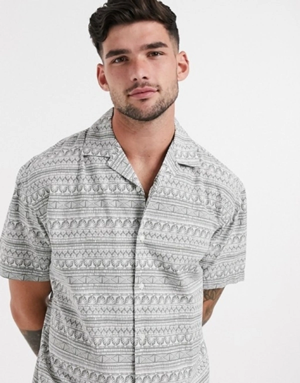 Prag Men Printed Casual Grey Shirt - S