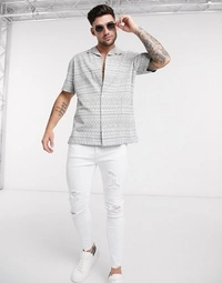 Prag Men Printed Casual Grey Shirt - S