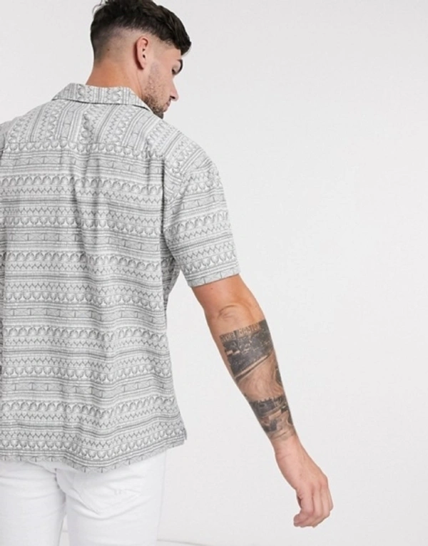 Prag Men Printed Casual Grey Shirt - M