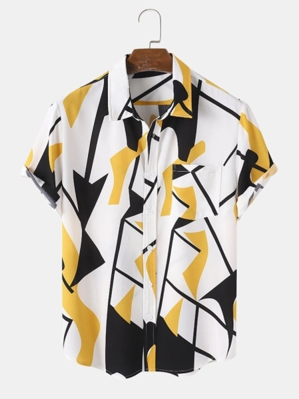 Prinza Men Geometric Print Casual Multicolor Shirt - XL