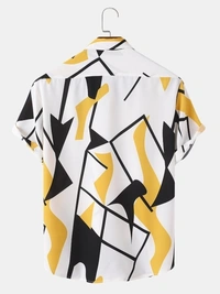 Prinza Men Geometric Print Casual Multicolor Shirt - XL