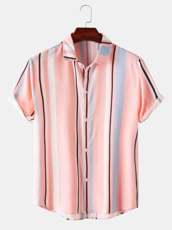 SHIMAK Men Solid Casual Pink Shirt - S