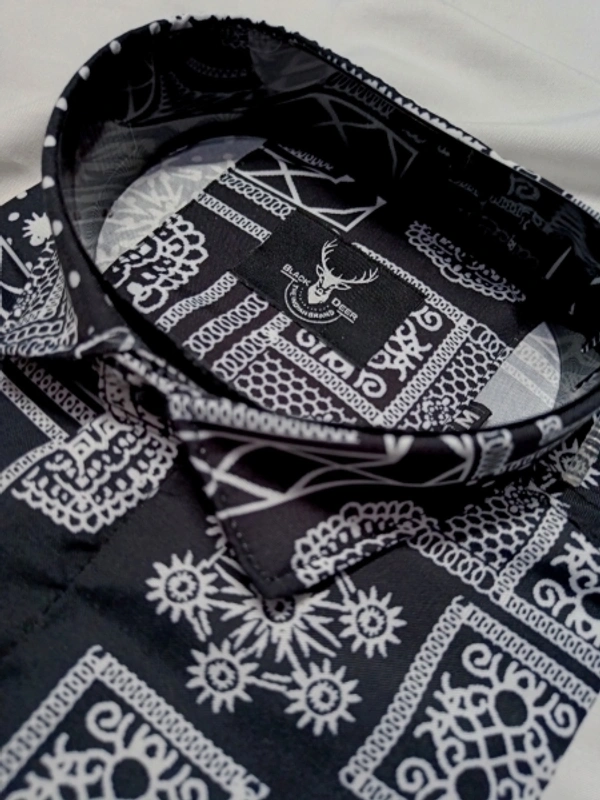 Men Printed Casual Black Shirt - L