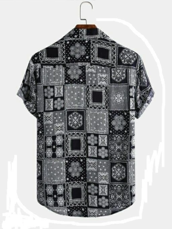 Men Printed Casual Black Shirt - 2XL