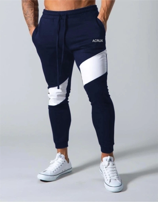 Acrux Color Block Men Blue Track Pants - M