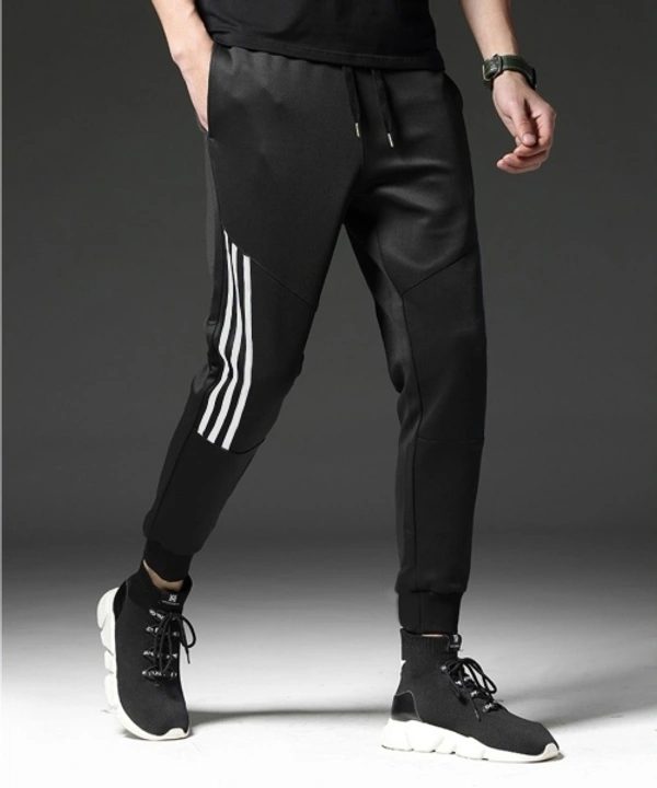 Foxter Solid Men Black, White Track Pants - S