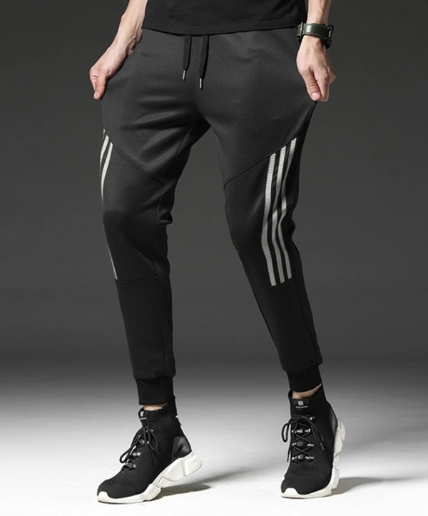 Foxter Solid Men Black, White Track Pants - S
