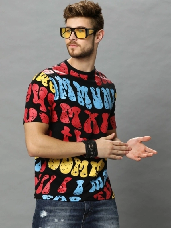 LEWEL Printed, Typography Men Round Neck Multicolor T-Shirt - S
