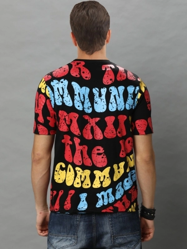 LEWEL Printed, Typography Men Round Neck Multicolor T-Shirt - L