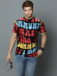LEWEL Printed, Typography Men Round Neck Multicolor T-Shirt - L