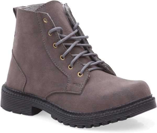 Fox Heaven Men Synthetic Suede Side Zip Ankle Boots Boots For Men - Grey, UK/India 9