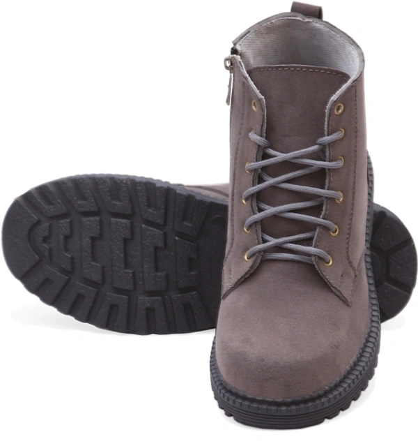 Fox Heaven Men Synthetic Suede Side Zip Ankle Boots Boots For Men - Grey, UK/India 10