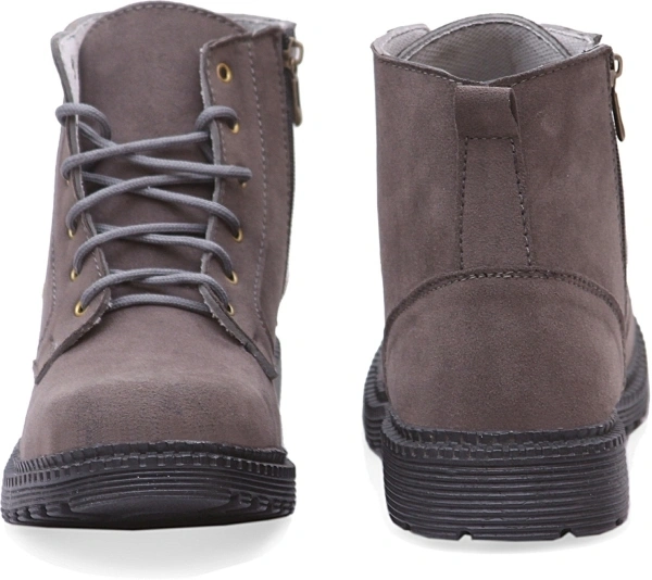 Fox Heaven Men Synthetic Suede Side Zip Ankle Boots Boots For Men - Grey, UK/India 10