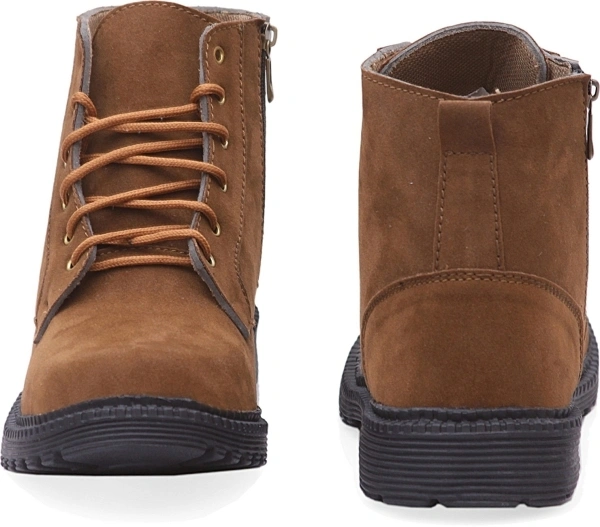 Fox Heaven Men Synthetic Suede Side Zip Ankle Boots Boots For Men - Tan, UK/India 6